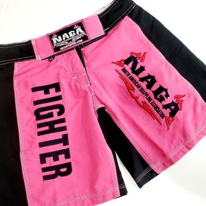 Naga Fighter MMA Training Shorts Sz 28 Pink Black
